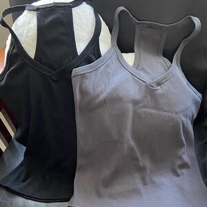 Women's Black and Gray Tank Tops